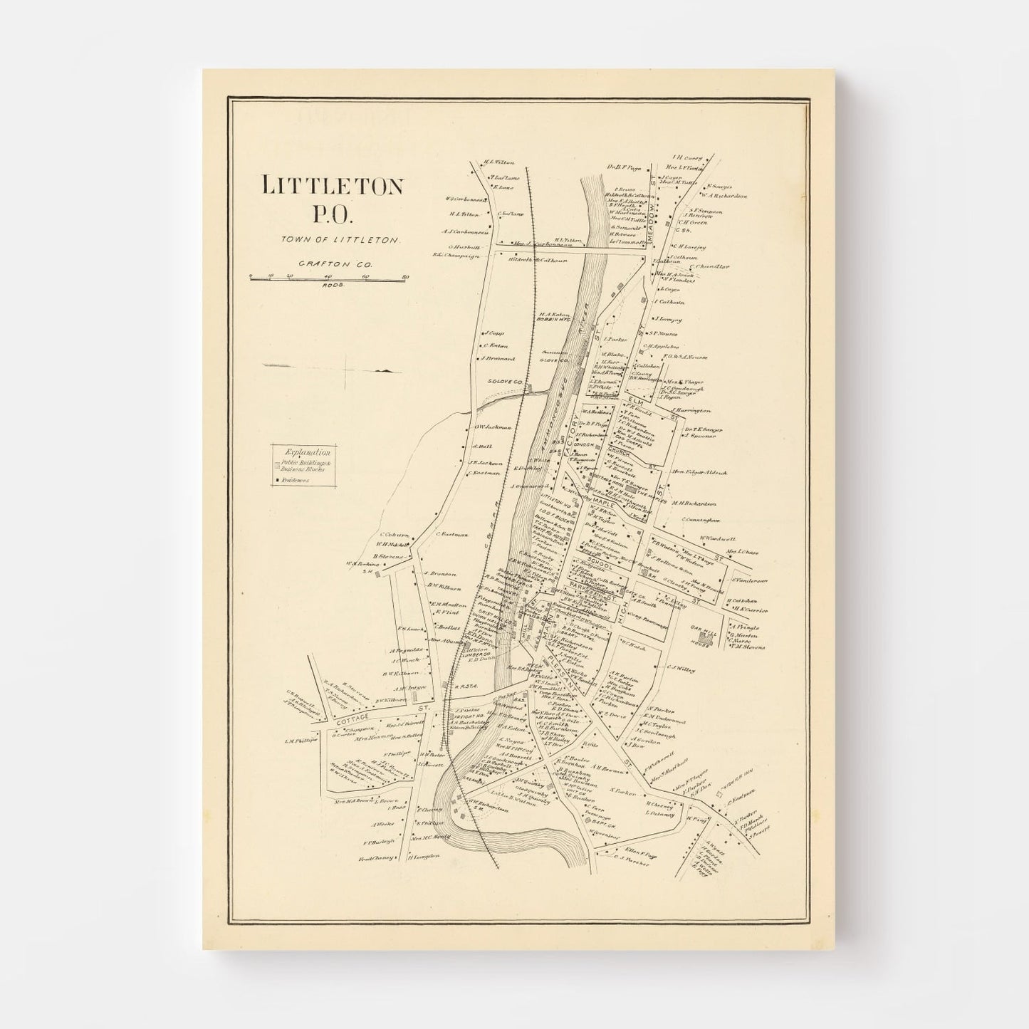 Vintage Map of Littleton, New Hampshire 1892