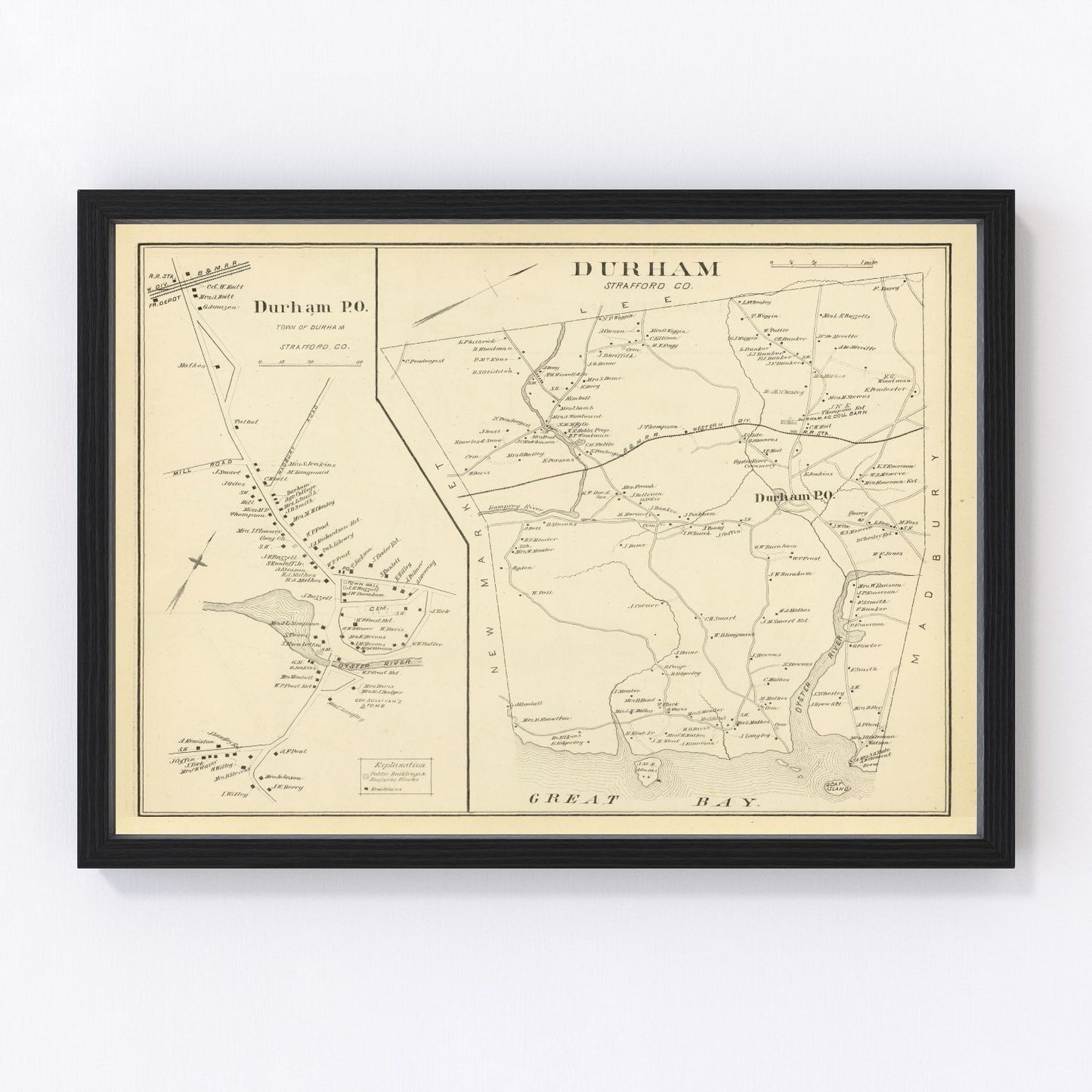 Vintage Map of Durham, New Hampshire 1892