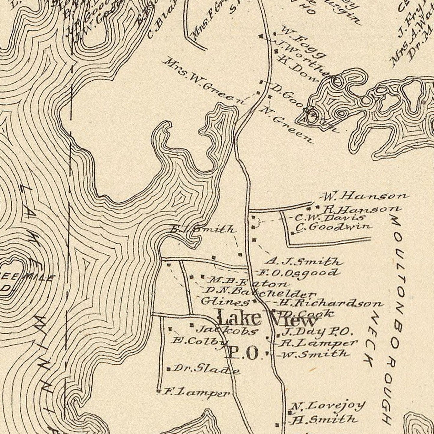 Vintage Map of Moultonboro, New Hampshire 1892
