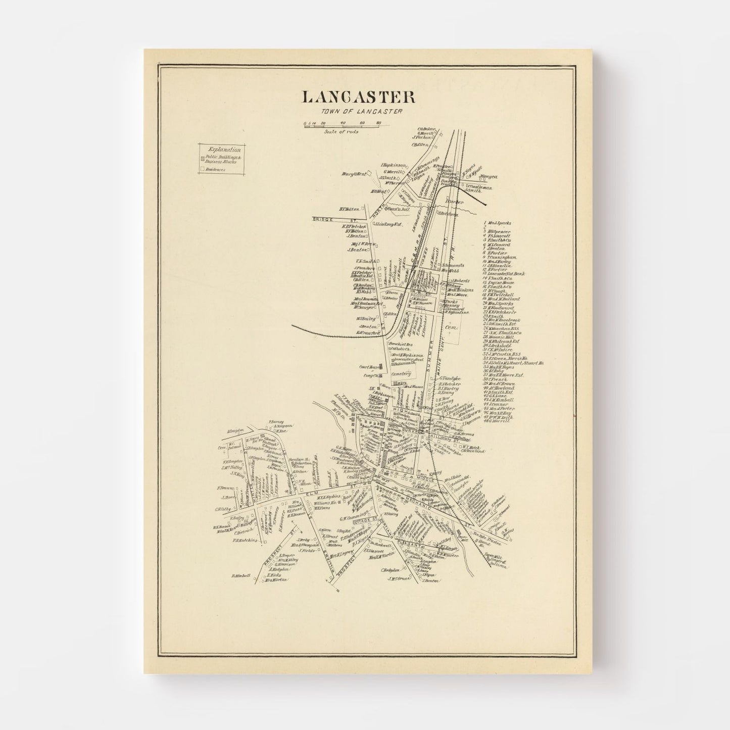 Vintage Map of Lancaster, New Hampshire 1892