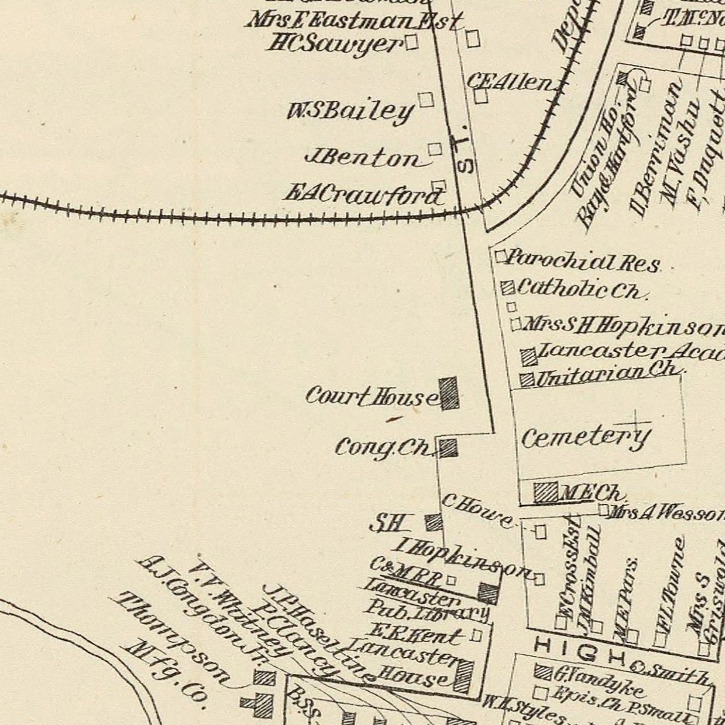 Vintage Map of Lancaster, New Hampshire 1892