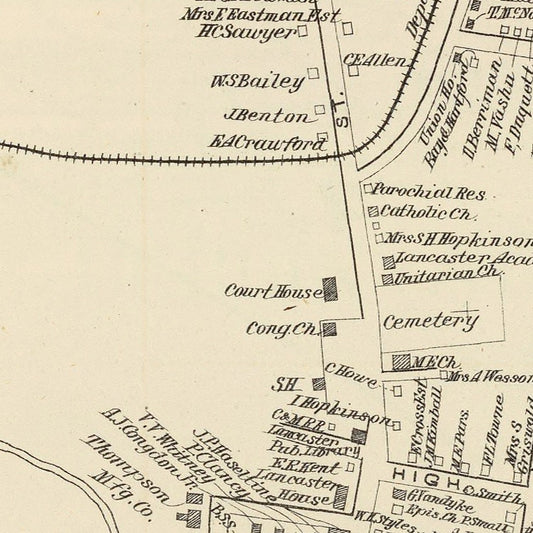 Vintage Map of Lancaster, New Hampshire 1892