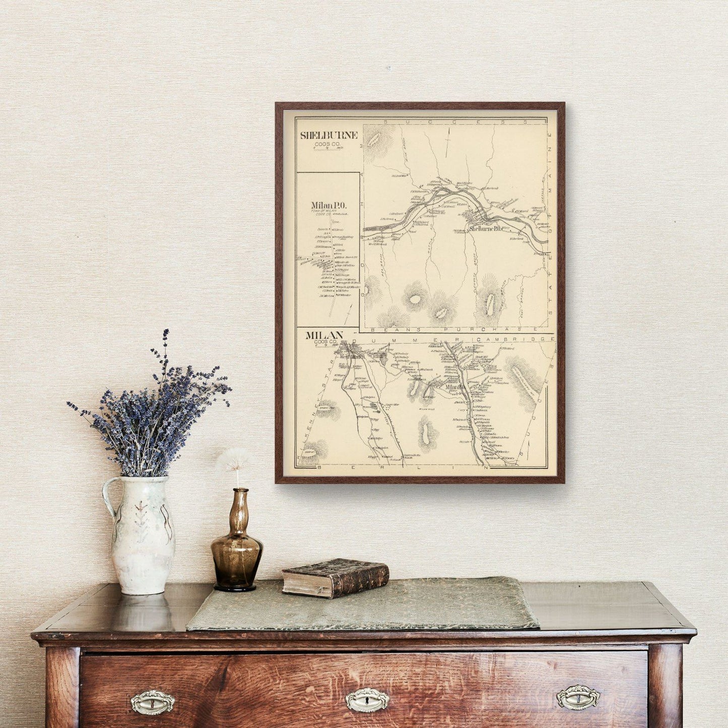 Vintage Map of Milan & Shelburne, New Hampshire 1892