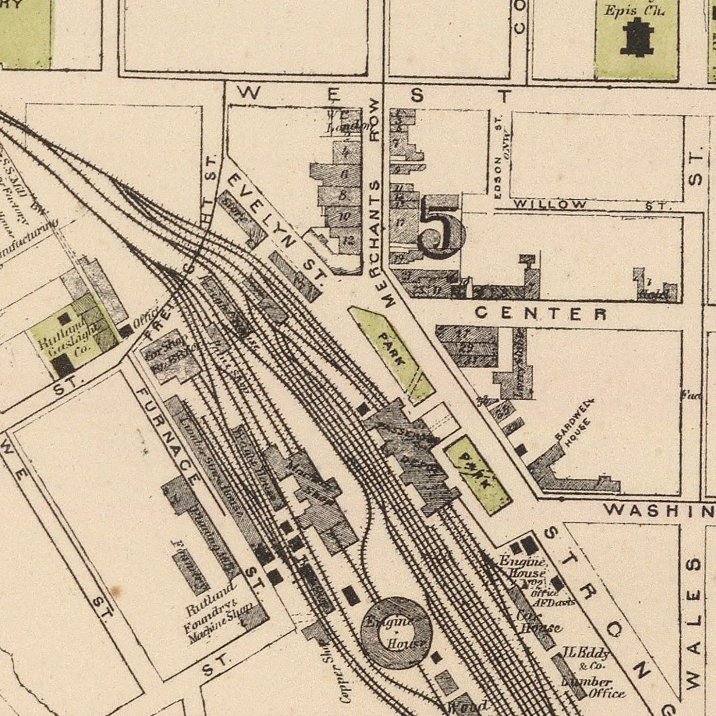 Vintage Map of Rutland, Vermont 1876