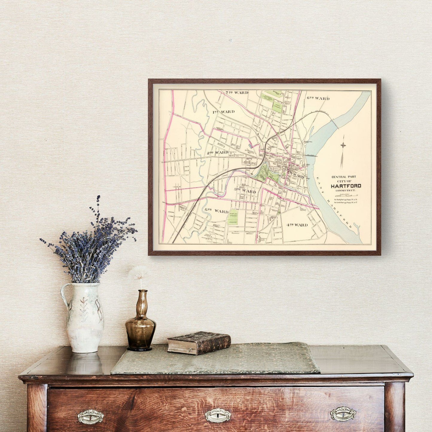 Vintage Map of Hartford, Connecticut 1893