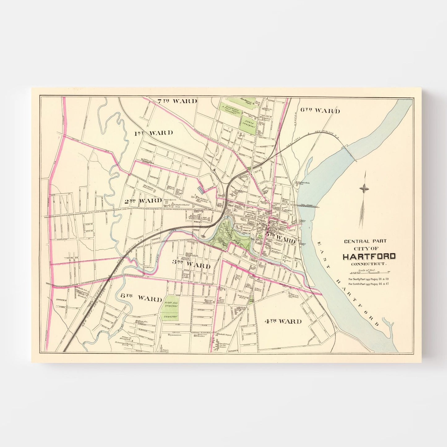 Vintage Map of Hartford, Connecticut 1893