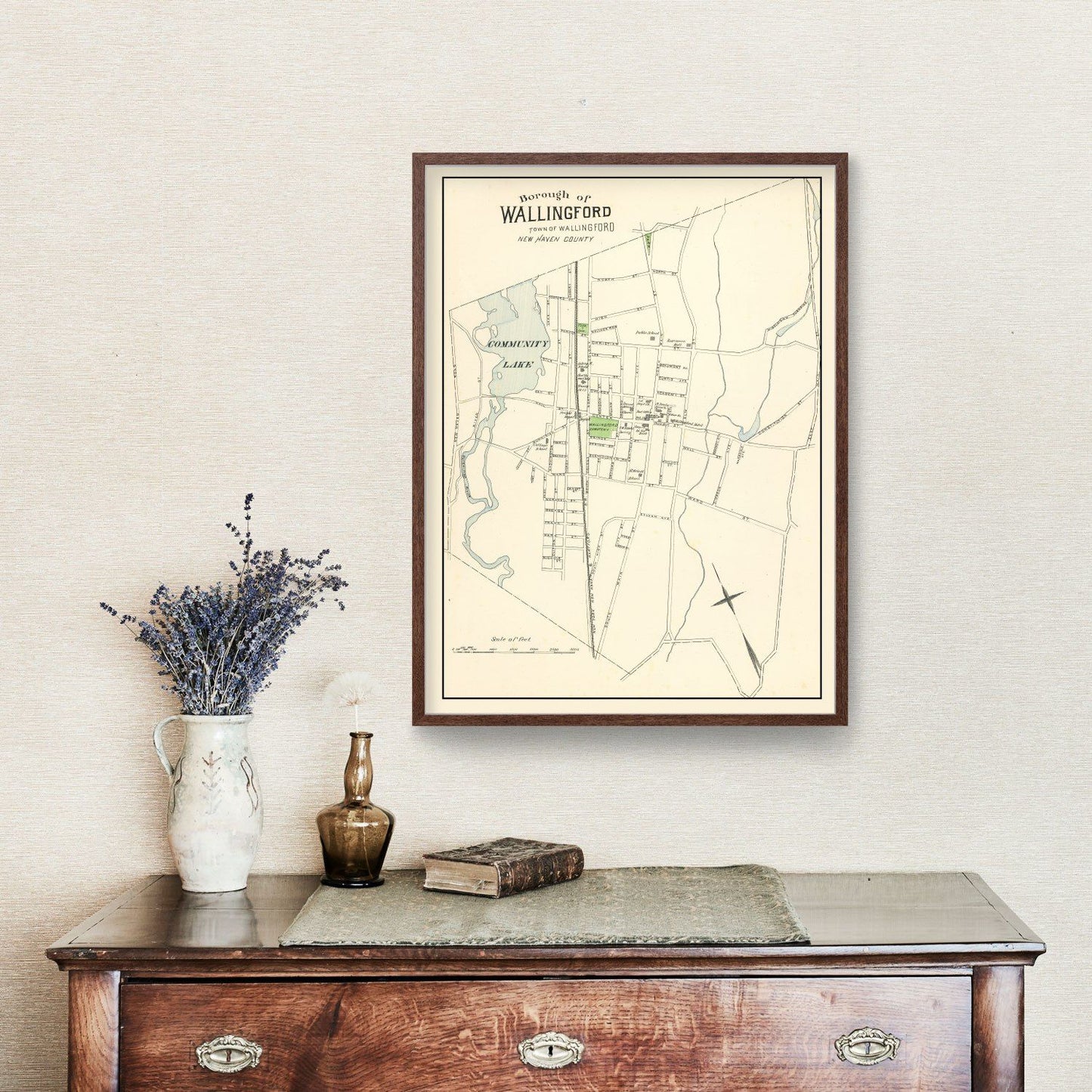Vintage Map of Wallingford, Connecticut 1893