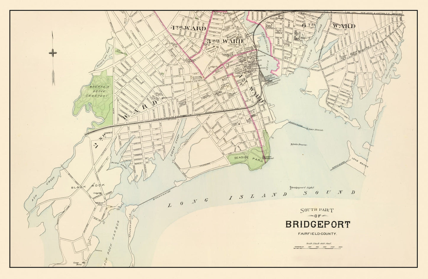 Vintage Map of Bridgeport, Connecticut 1893