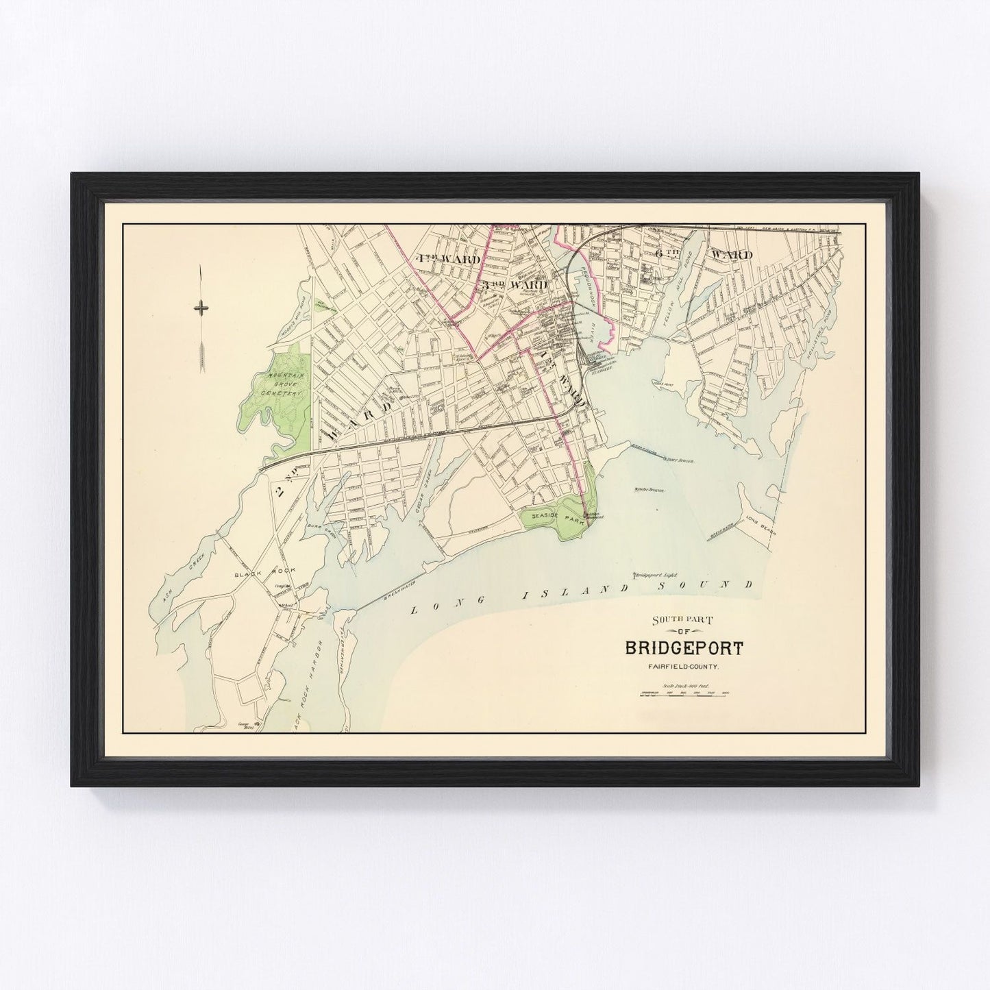 Vintage Map of Bridgeport, Connecticut 1893