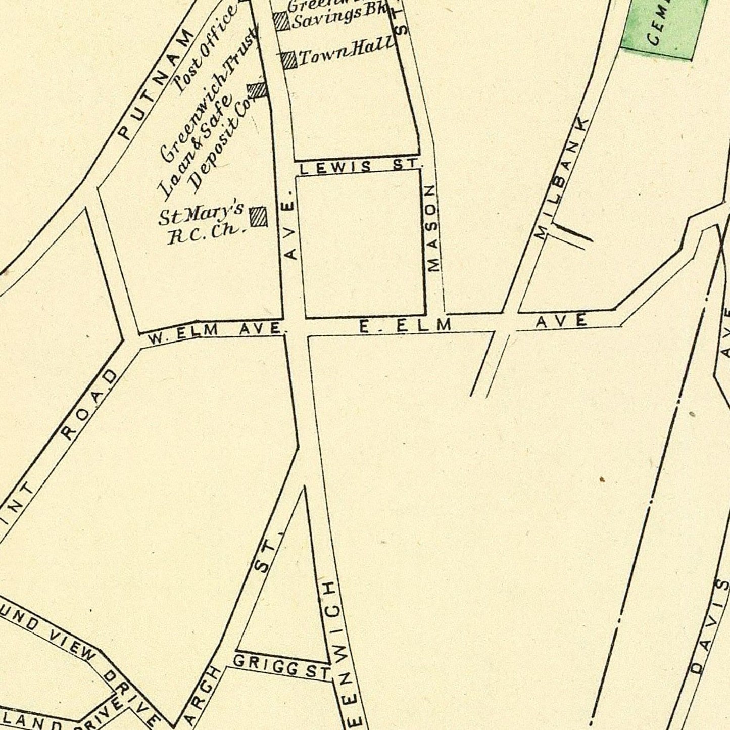 Vintage Map of Greenwich, Connecticut 1893