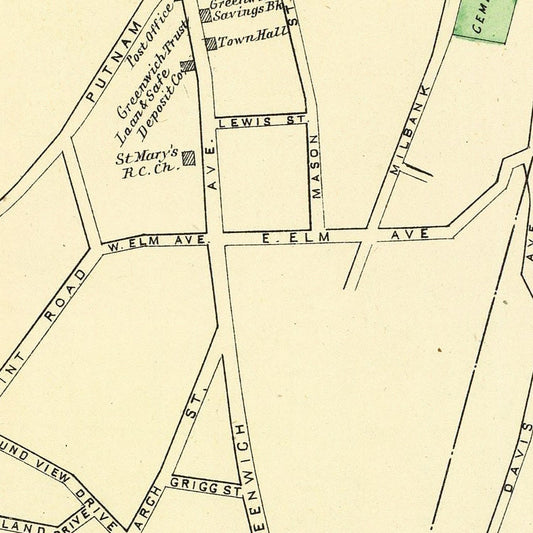 Vintage Map of Greenwich, Connecticut 1893