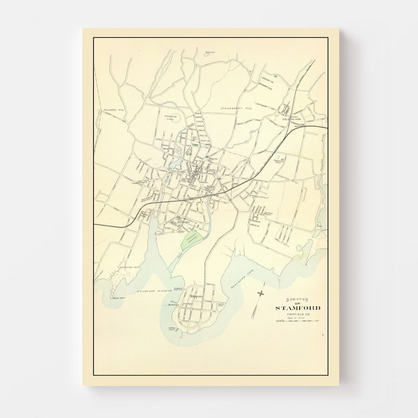 Vintage Map of Stamford, Connecticut 1893