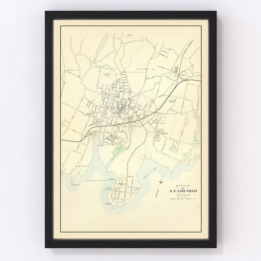 Vintage Map of Stamford, Connecticut 1893
