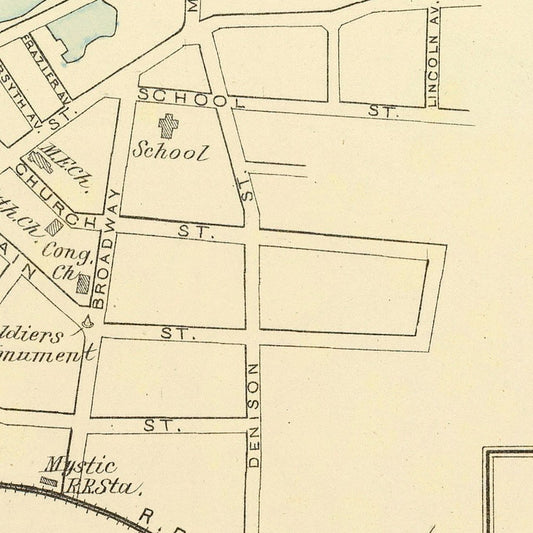 Vintage Map of Mystic, Connecticut 1893