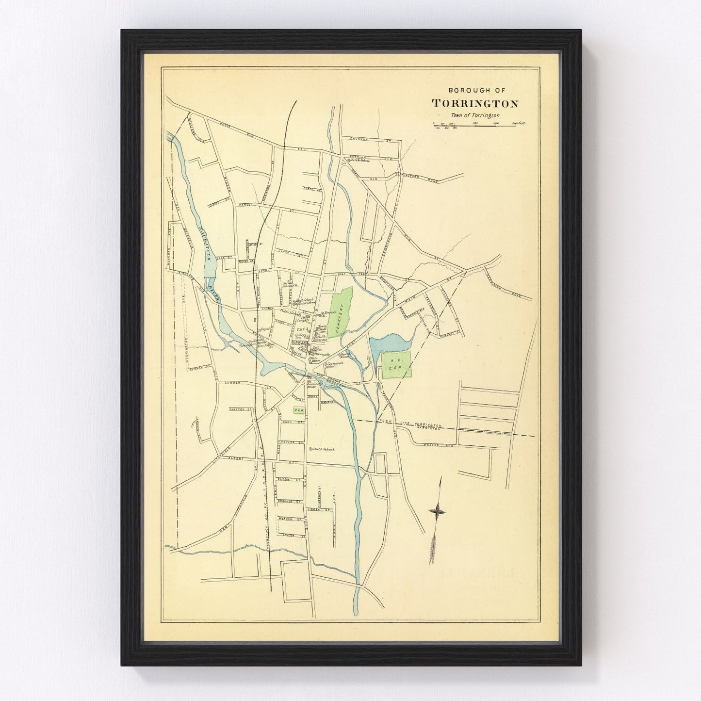 Vintage Map of Torrington, Connecticut 1893
