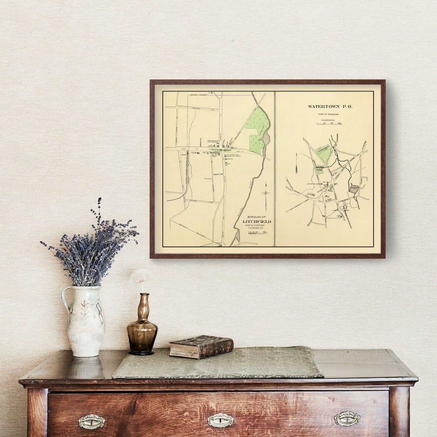 Vintage Map of Litchfield, Connecticut 1893