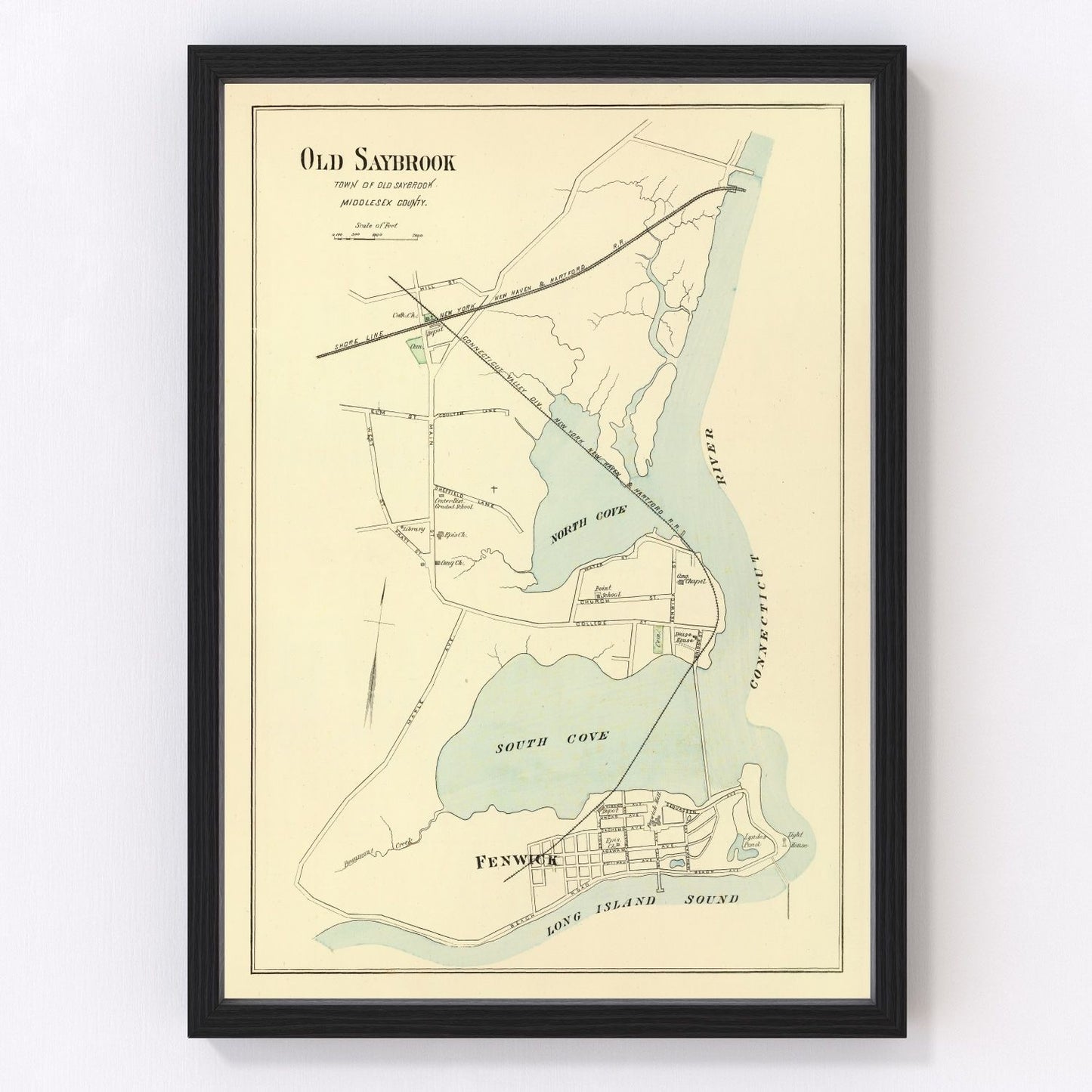 Vintage Map of Old Saybrook, Connecticut 1893
