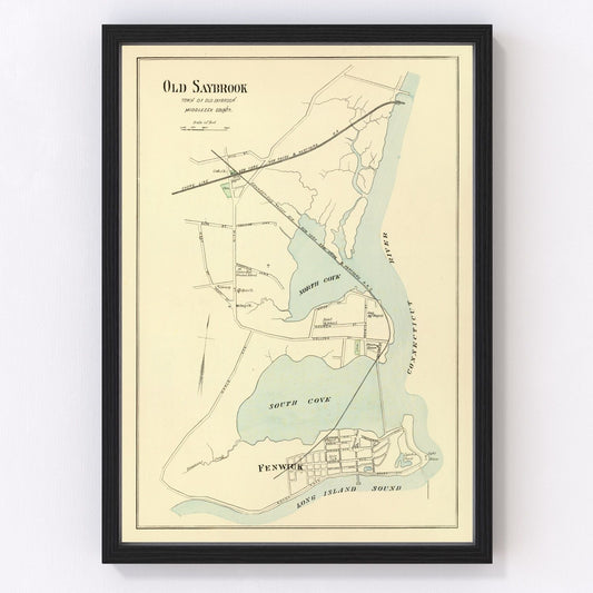 Vintage Map of Old Saybrook, Connecticut 1893