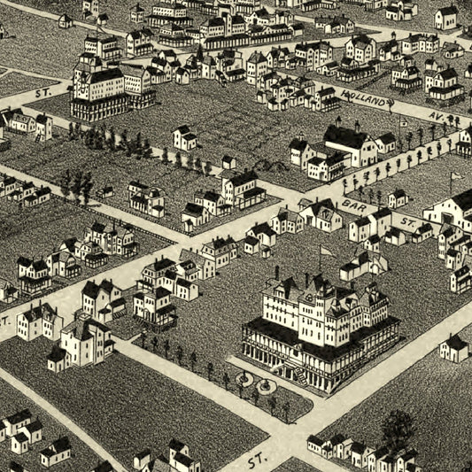 Vintage Map of Bar Harbor, Maine 1886