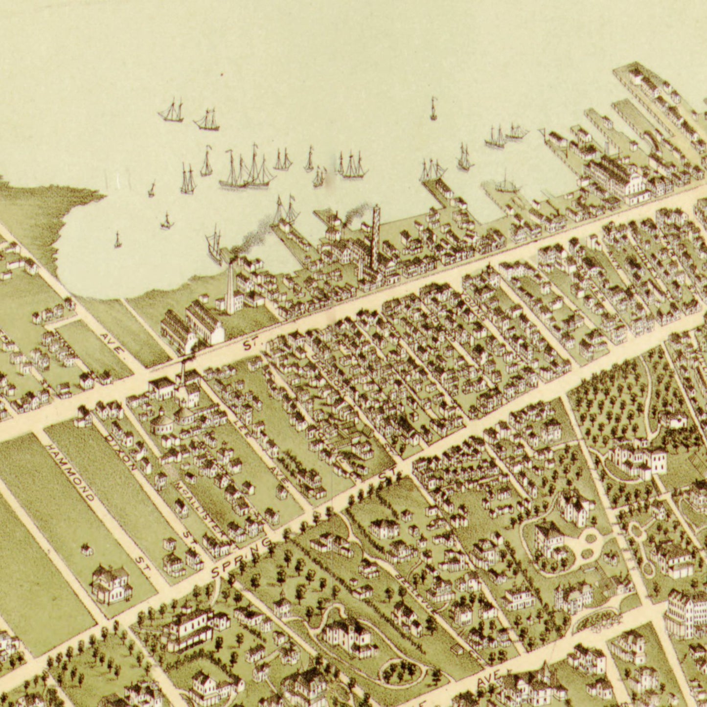 Vintage Map of Newport, Rhode Island 1878