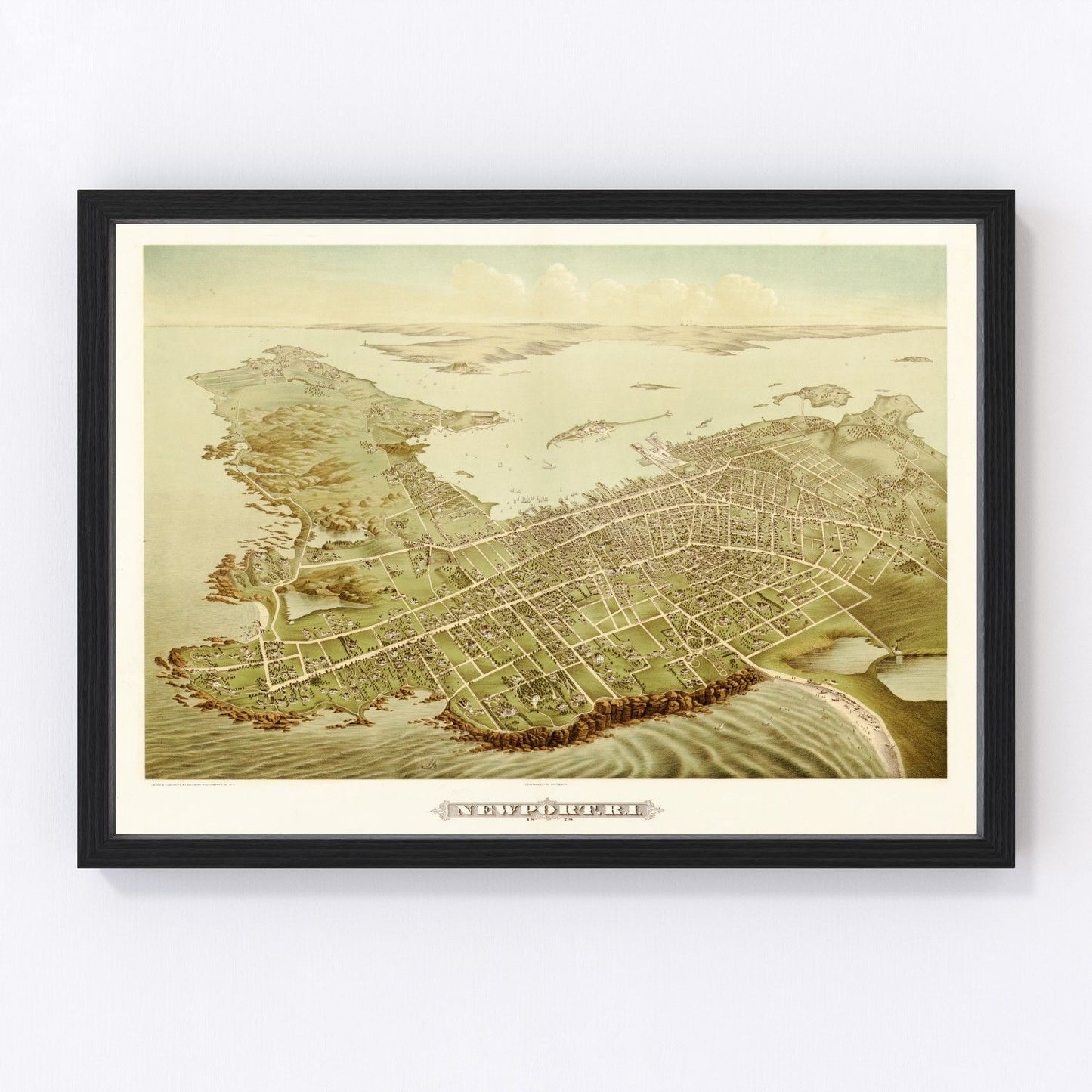 Vintage Map of Newport, Rhode Island 1878