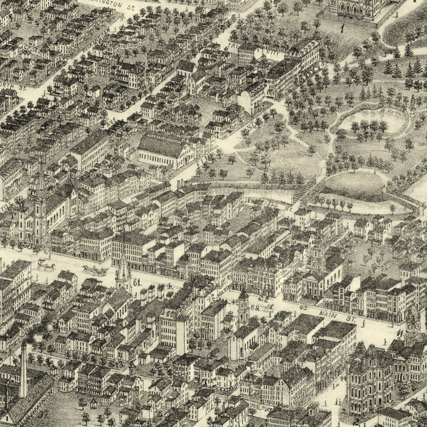 Vintage Map of Hartford, Connecticut 1877