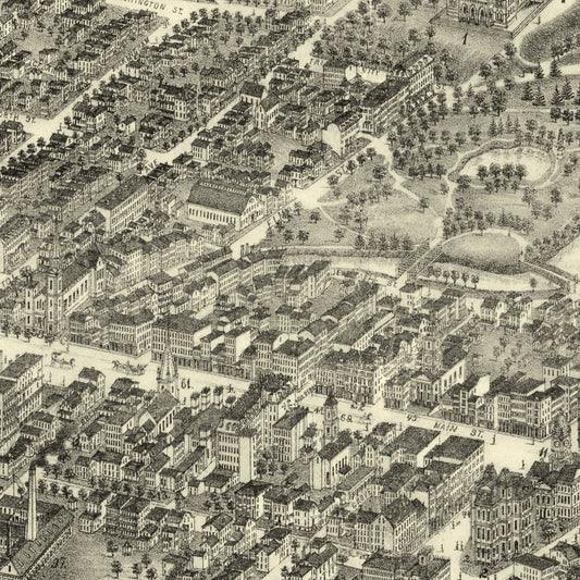 Vintage Map of Hartford, Connecticut 1877