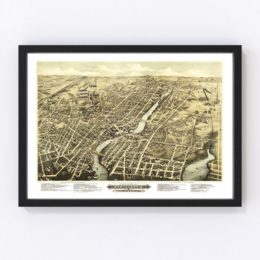 Vintage Map of Pawtucket, Rhode Island 1877