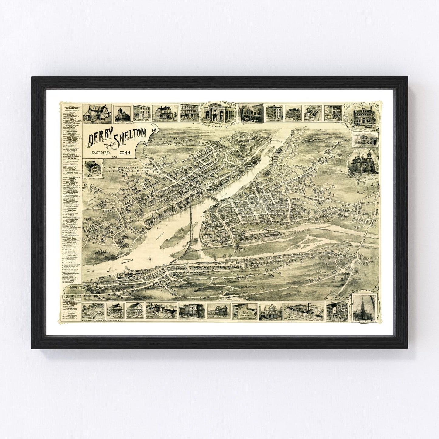 Vintage Map of Derby, Connecticut 1898