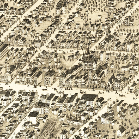 Vintage Map of Middletown, Connecticut 1877