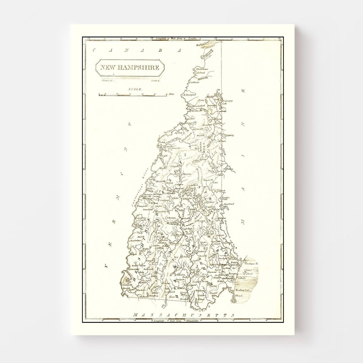 Vintage Map of New Hampshire 1804