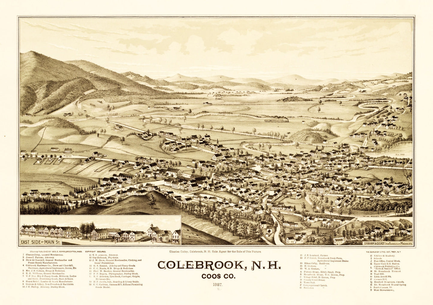 Vintage Map of Colebrook, New Hampshire 1887