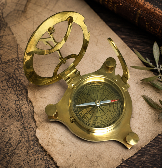Sundial Compass - Solid Brass Sun Dial