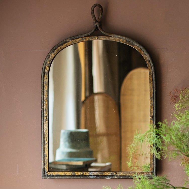 Antique-Style Dark Iron Mirror