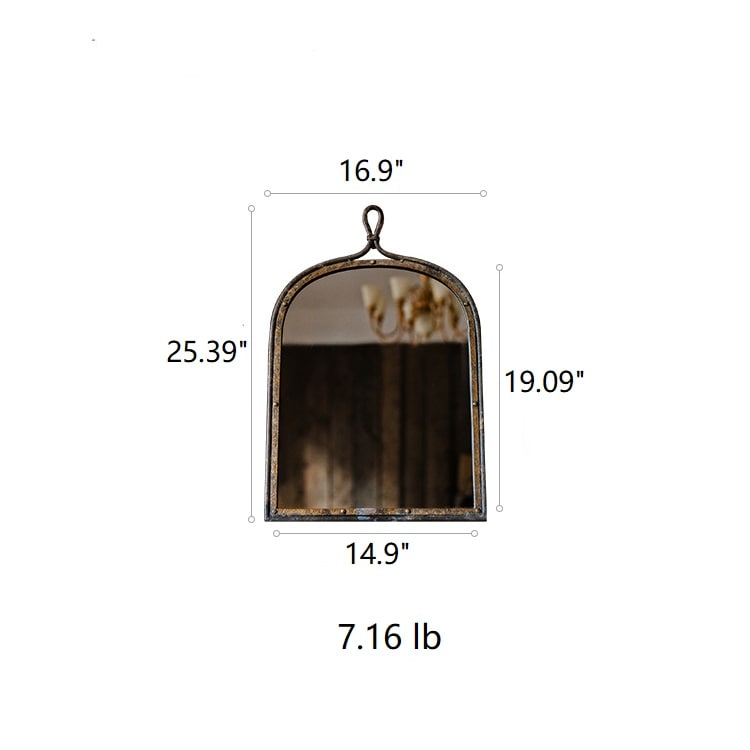 Antique-Style Dark Iron Mirror