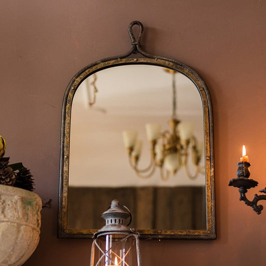 Antique-Style Dark Iron Mirror