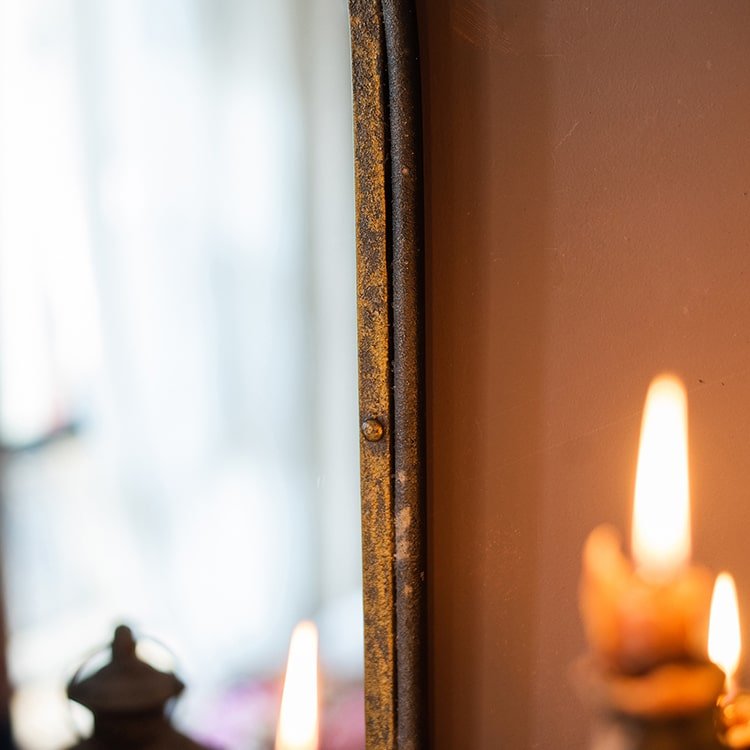 Antique-Style Dark Iron Mirror