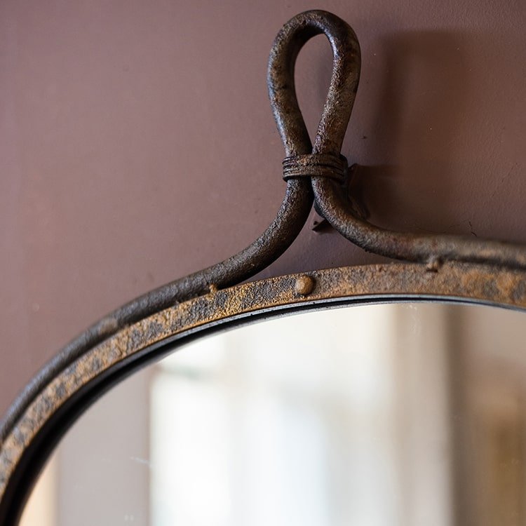 Antique-Style Dark Iron Mirror