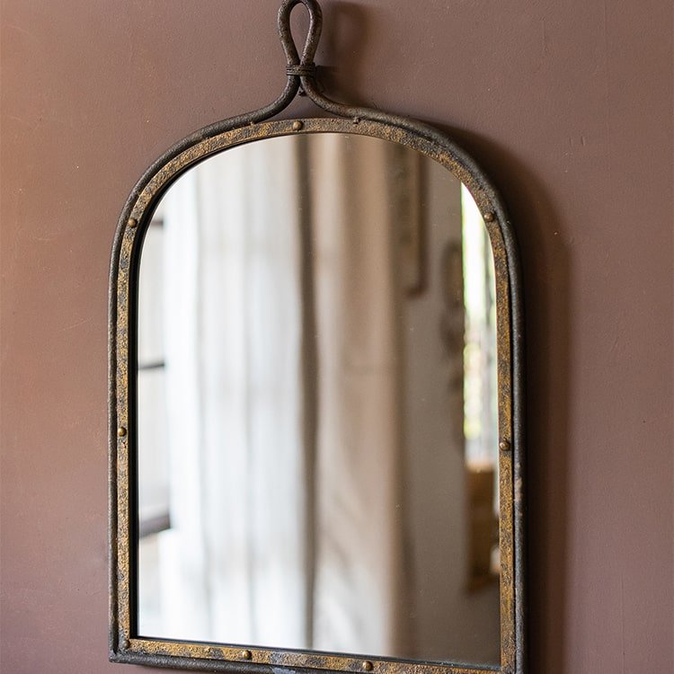 Antique-Style Dark Iron Mirror