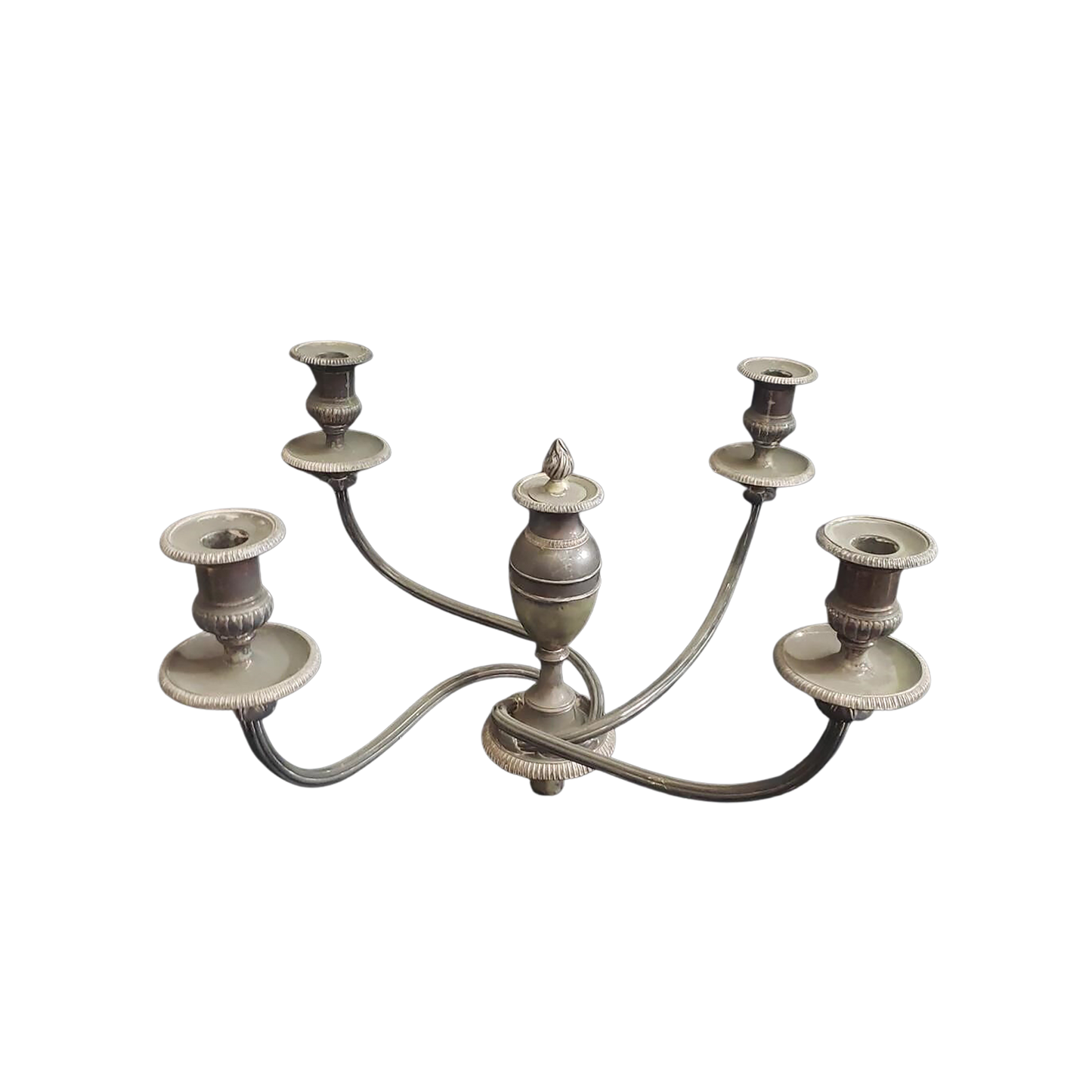 Decorative metal candelabra on a white background