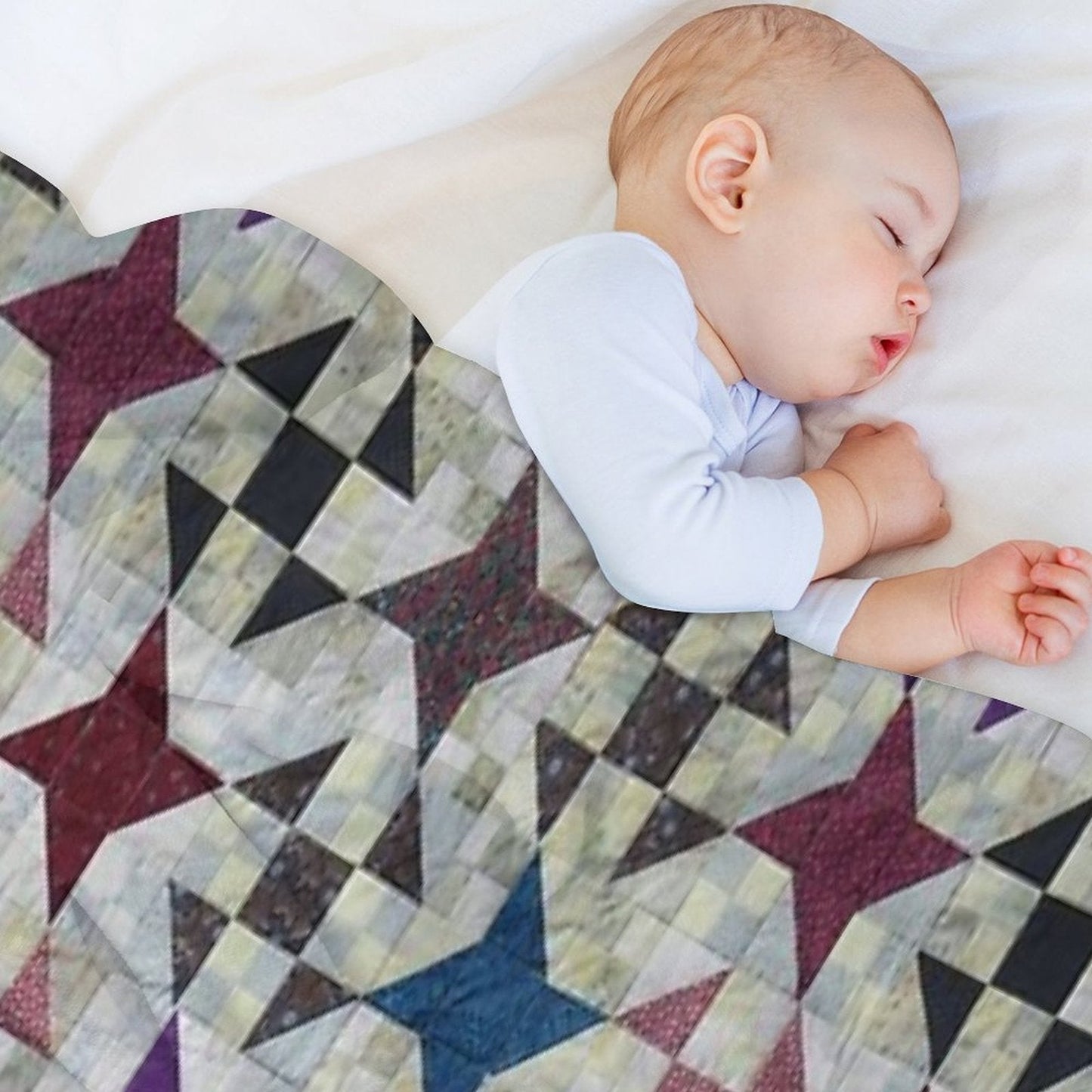 Churn Dash And Falling Stars Quilt Throw Blanket