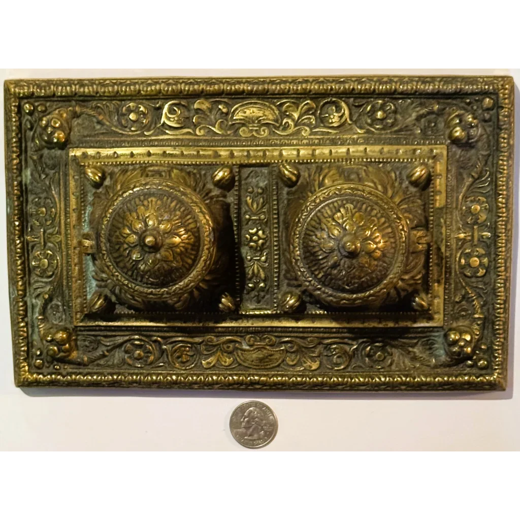 Stunning Late 19th Century Brass Double Inkwell