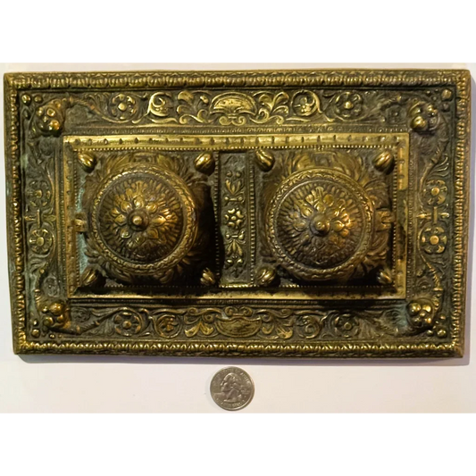 Stunning Late 19th Century Brass Double Inkwell