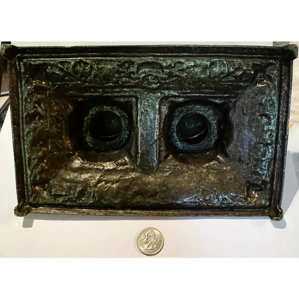 Stunning Late 19th Century Brass Double Inkwell