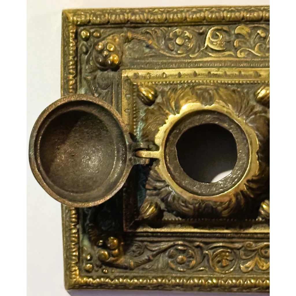 Stunning Late 19th Century Brass Double Inkwell