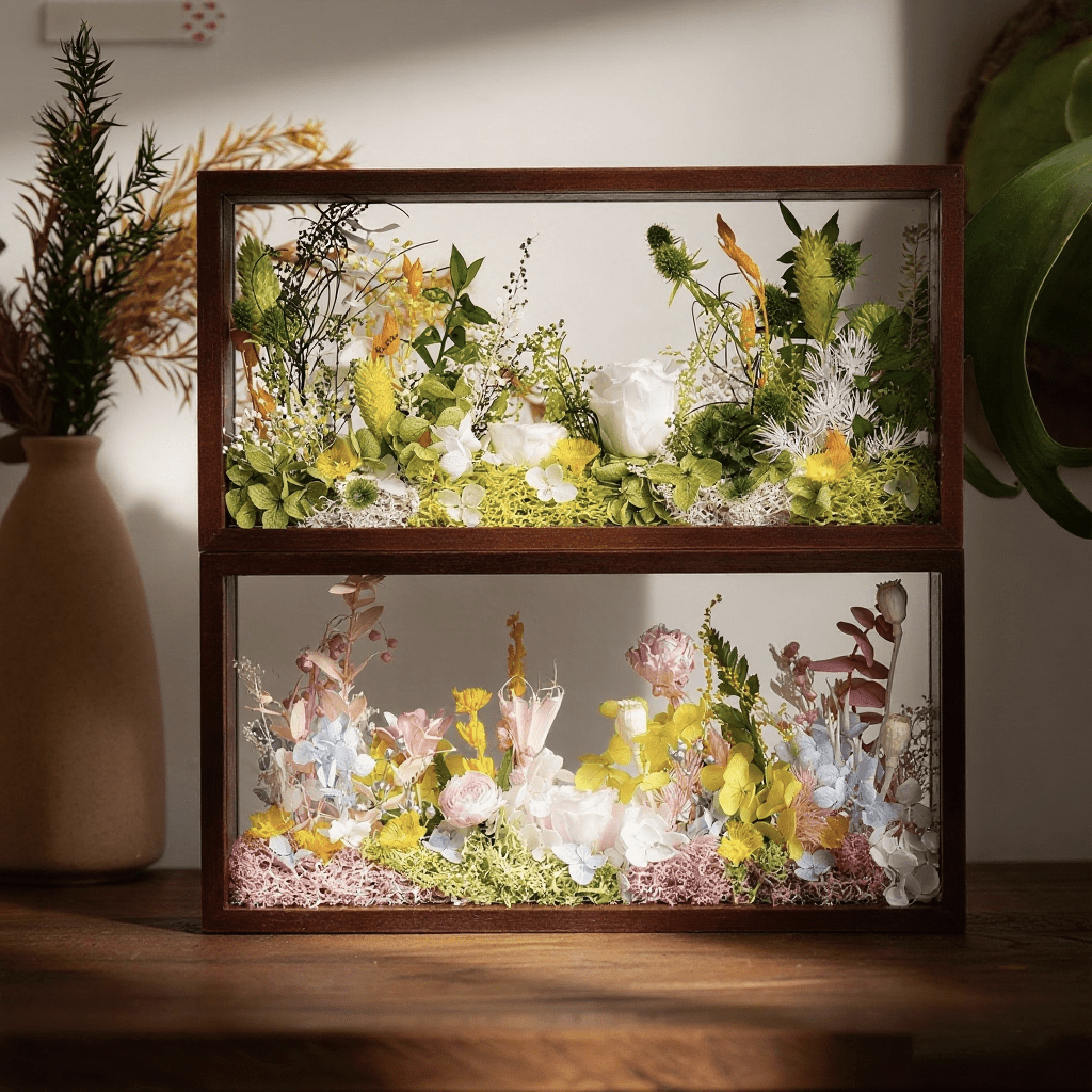 "The Landscape Garden" - Real Preserved Flower Shadow Box