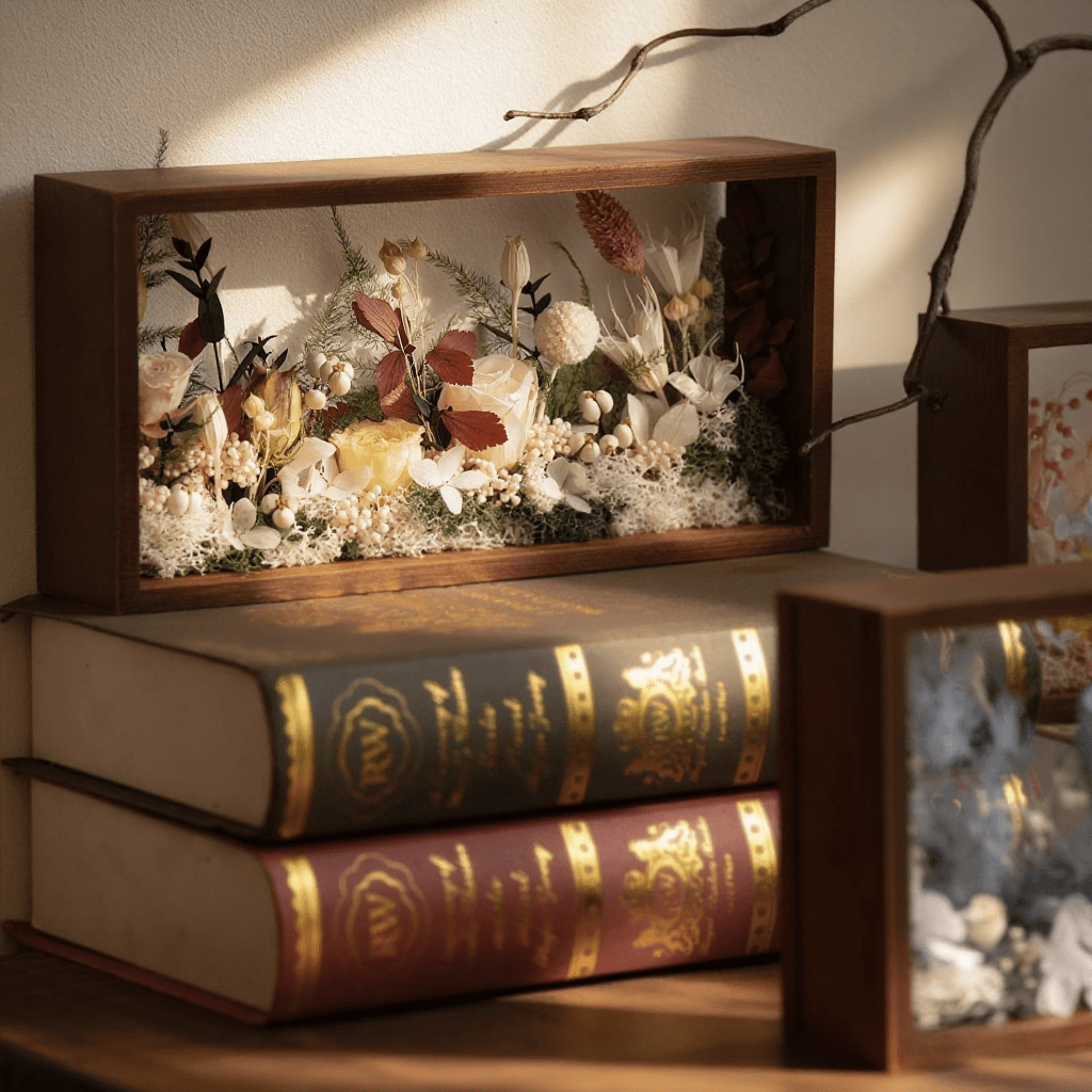 "The Landscape Garden" - Real Preserved Flower Shadow Box