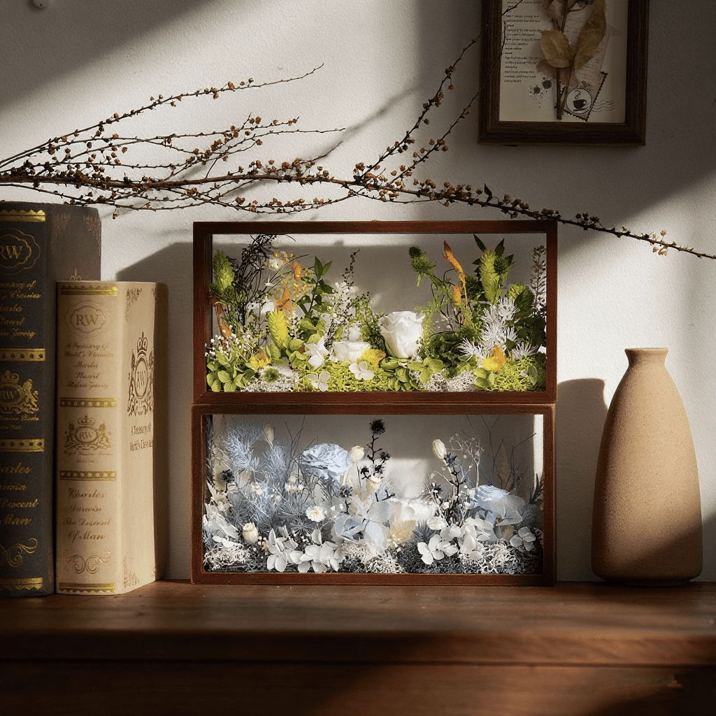 "The Landscape Garden" - Real Preserved Flower Shadow Box